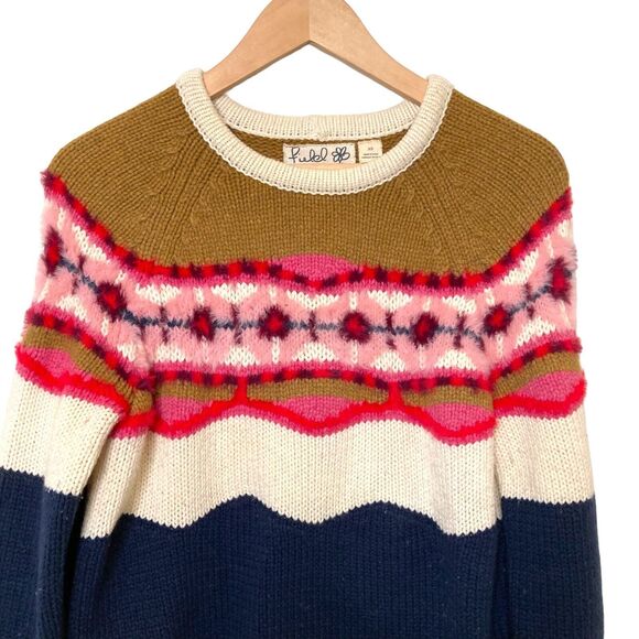 Anthropologie Field Flower Fair Isle Camellia Sweater Pullover Wool Blend XS - Picture 6 of 15
